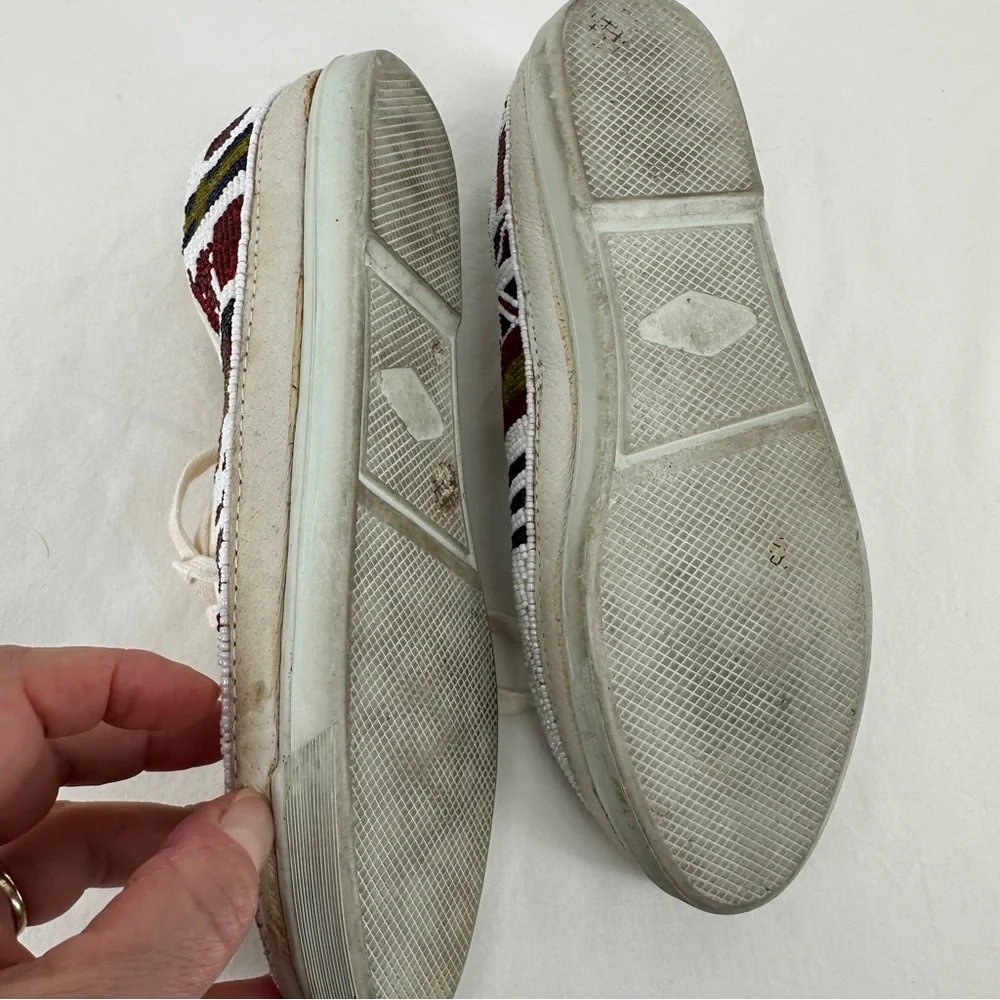 Women’s White Beaded Barcelona Sneakers Shoes Size‎ 7.5 Vintage 90’s Olympics